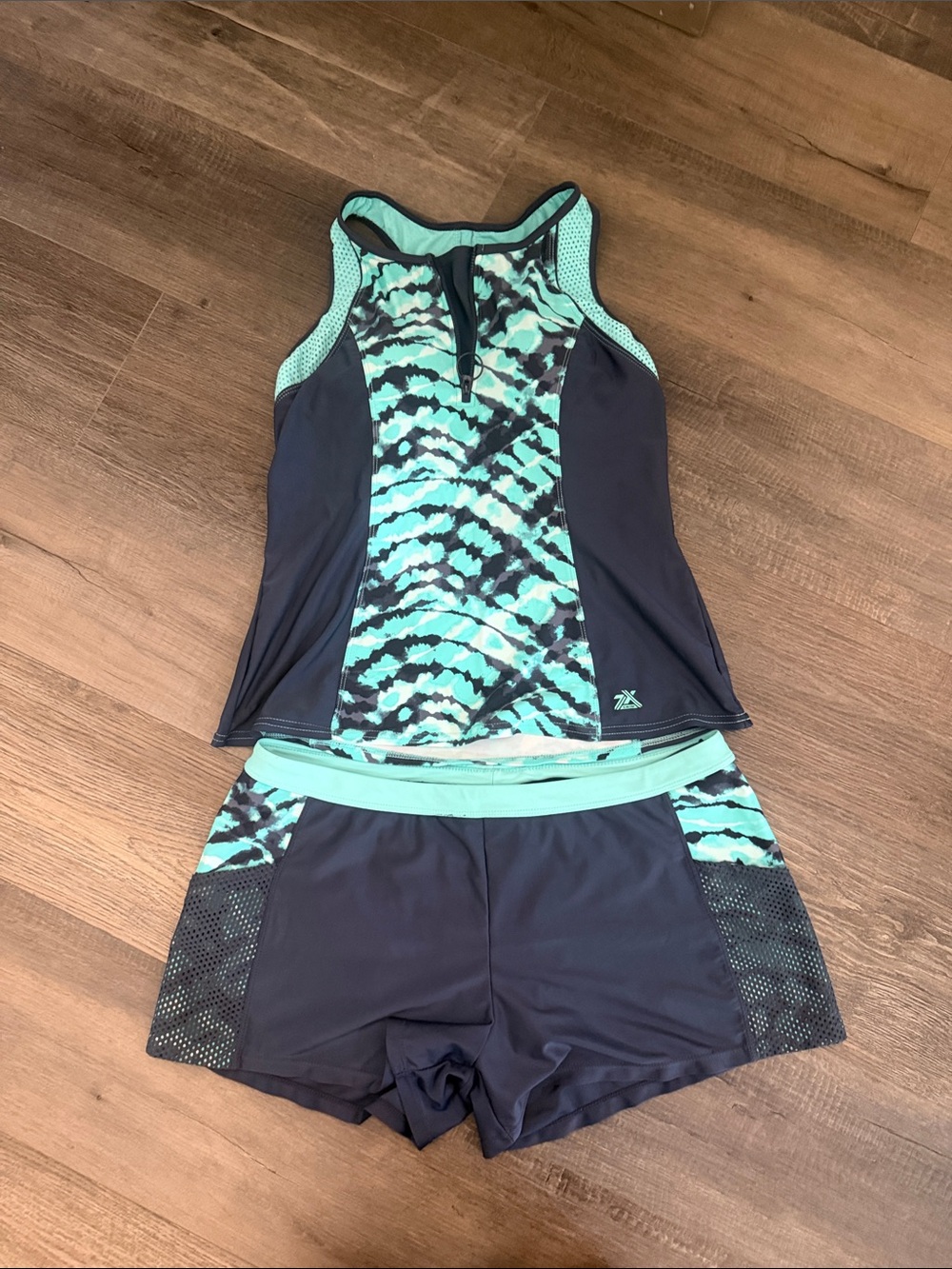ZeroXposur Navy Swim Bottoms with Mint Trim